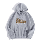 Print Hooded Collar Long Sleeve Sweatshirt Zip Hoodie