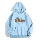 Print Hooded Collar Long Sleeve Sweatshirt Zip Hoodie