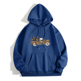 Print Hooded Collar Long Sleeve Sweatshirt Zip Hoodie