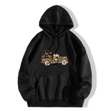 Print Hooded Collar Long Sleeve Sweatshirt Zip Hoodie
