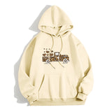 Print Hooded Collar Long Sleeve Sweatshirt Zip Hoodie