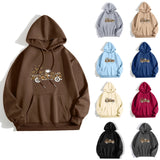 Print Hooded Collar Long Sleeve Sweatshirt Zip Hoodie