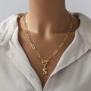 Initial Necklace For Women A-Z Alphabet Necklaces Hip-Hop Jewelry