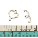 Silver Heart Love Toggle Clasps 30 Sets