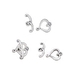 Silver Heart Love Toggle Clasps 30 Sets