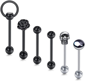 Stainless Steel 14G Tongue Rings Barbell Body Piercing Jewelry