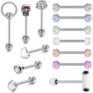 Stainless Steel 14G Tongue Rings Barbell Body Piercing Jewelry