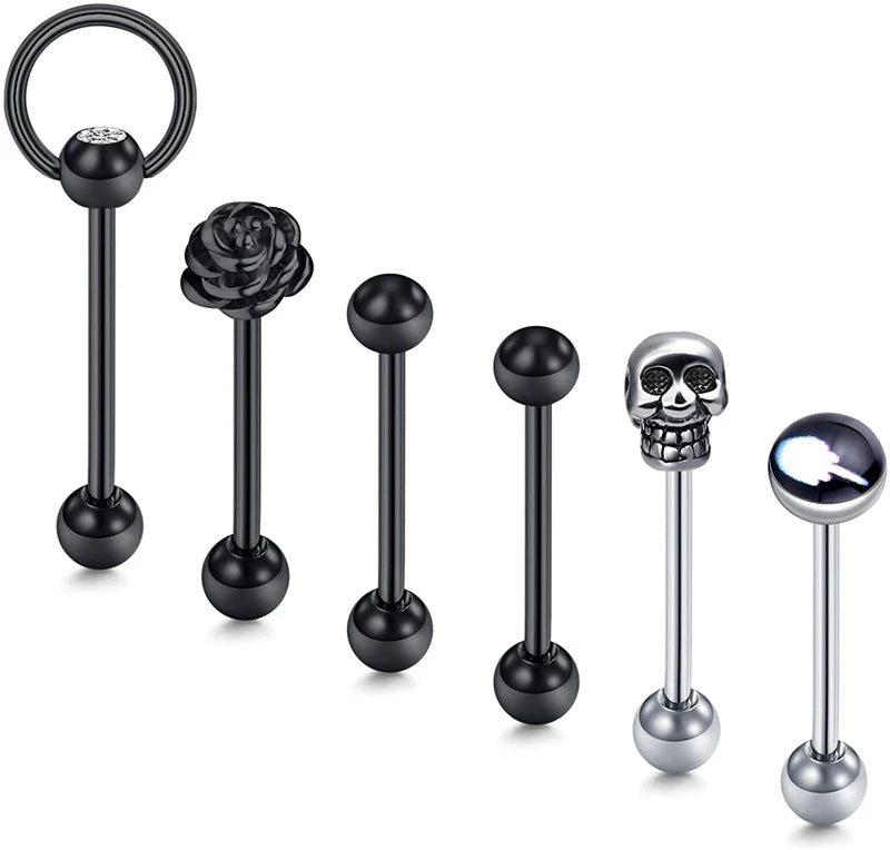 Stainless Steel 14G Tongue Rings Barbell Body Piercing Jewelry