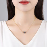Charm Heart Evil Eye Necklace Zircon 925 Sterling Silver Women Pendant