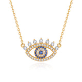Charm Heart Evil Eye Necklace Zircon 925 Sterling Silver Women Pendant