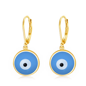 925 Silver Evil Eye Hoop Earrings, Enamel Eye Earrings, Gift Jewelry