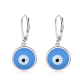 925 Silver Evil Eye Hoop Earrings, Enamel Eye Earrings, Gift Jewelry