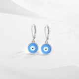 925 Silver Evil Eye Hoop Earrings, Enamel Eye Earrings, Gift Jewelry