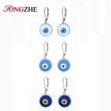 925 Silver Evil Eye Hoop Earrings, Enamel Eye Earrings, Gift Jewelry