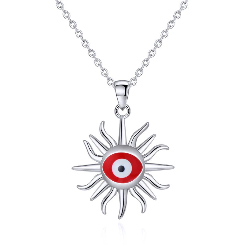 Vintage 925 Silver Evil Eye Necklace for Women