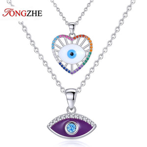 Evil Eye Necklace Choker 925 Sterling Silver Jewelry Lucky Gift