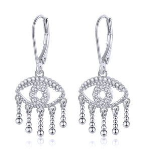 925 Sterling Silver Evil Eye Drop Earrings Female Jewelry