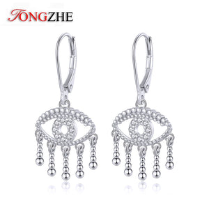 925 Sterling Silver Evil Eye Drop Earrings Female Jewelry