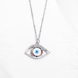Turkey Evil Eye Necklace Resin Eye 925 Sterling Silver Pendant Choker Chain