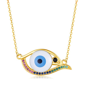 Turkey Evil Eye Necklace Resin Eye 925 Sterling Silver Pendant Choker Chain