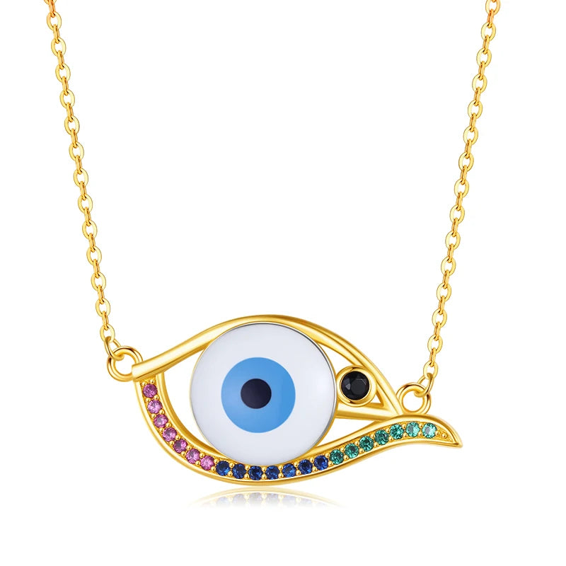 Turkey Evil Eye Necklace Resin Eye 925 Sterling Silver Pendant Choker Chain