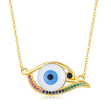 Turkey Evil Eye Necklace Resin Eye 925 Sterling Silver Pendant Choker Chain
