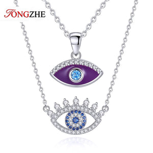 Lucky Evil Eye Necklace 925 Sterling Silver Enamel Jewelry Gift
