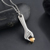 Wrench Cremation Jewelry Spanner Urn Necklace with Heart Stainless Steel Locket