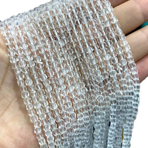 100% Natural Stone Clear Quartz Faceted Cube Gemstone Beads 4-5MM