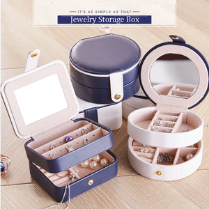 Women's Mini Stud Earrings Ring Jewelry Box Makeup Organizer