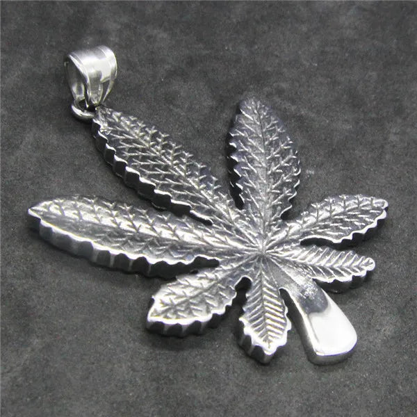 Biker Leaf Pendant Stainless Steel