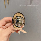 Vintage Bow Badges For Women Lady Portrait Brooches Pins Retro Crystal Jewelry