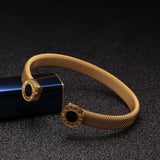 Stainless Steel Roman Letters Cuff Bangles for Men Women