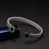 Stainless Steel Roman Letters Cuff Bangles for Men Women