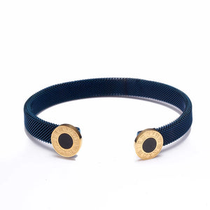 Stainless Steel Roman Letters Cuff Bangles for Men Women