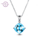 Sky Aquamarine Pendant Necklace 925 Silver Fine Jewelry