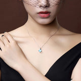 Sky Aquamarine Pendant Necklace 925 Silver Fine Jewelry