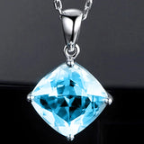 Sky Aquamarine Pendant Necklace 925 Silver Fine Jewelry