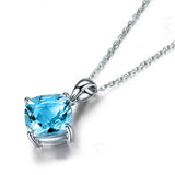 Sky Aquamarine Pendant Necklace 925 Silver Fine Jewelry