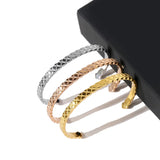 Stainless Steel Cross Stripe Bracelet Silver Cuff Bangle Women CZ Jewelry