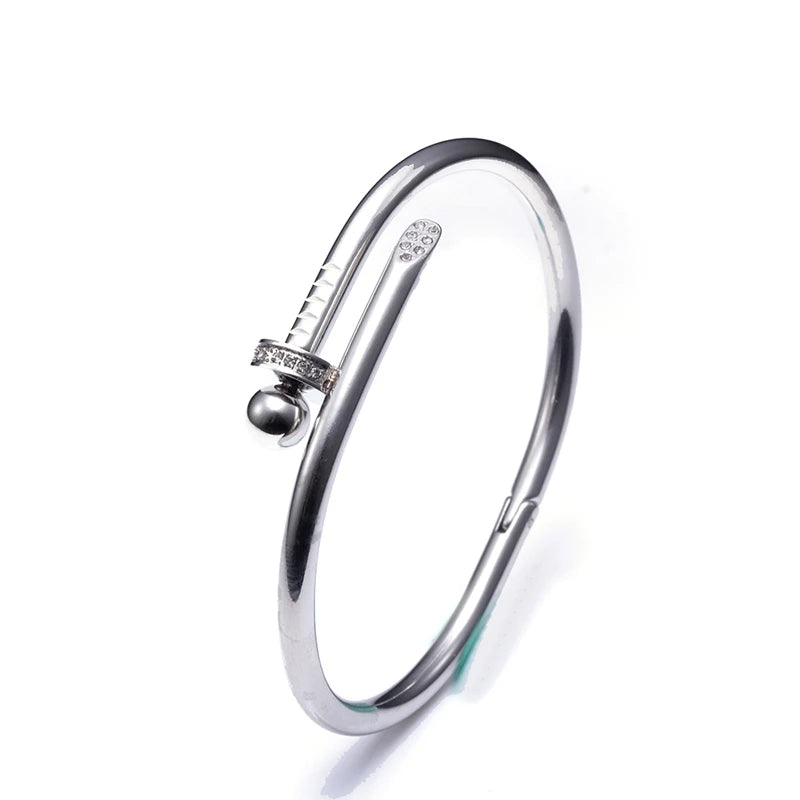 Stainless Steel Crystal Bangles Stylish Charm Cuff Bracelets
