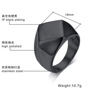 316L Stainless Steel Square Mens Boys Rings Size 8-12