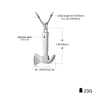 316L Stainless Steel Hatchet Pendant Necklace - Men's Women's Gift