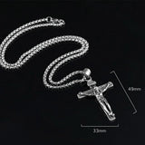 Stainless Steel Crucifix Pendant Necklace Box Chain Men's Jewelry Xmas Gift