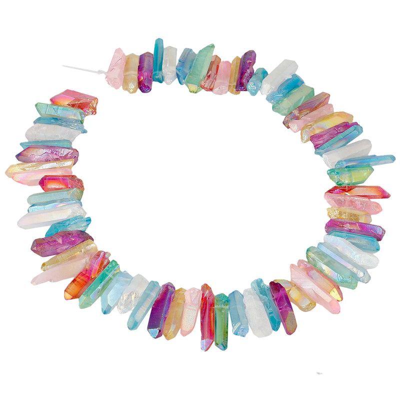 Titanium Coated Quartz Crystal Points Loose Beads for Jewelry Making