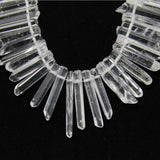 Clear Crystal Quartz Stuck Point Beads Pendant, Raw Stone Faceted Spike Beads