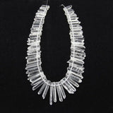 Clear Crystal Quartz Stuck Point Beads Pendant, Raw Stone Faceted Spike Beads