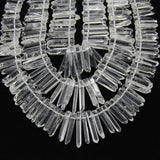 Clear Crystal Quartz Stuck Point Beads Pendant, Raw Stone Faceted Spike Beads