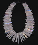 Clear Crystal Quartz Stuck Point Beads Pendant, Raw Stone Faceted Spike Beads