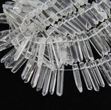 Clear Crystal Quartz Stuck Point Beads Pendant, Raw Stone Faceted Spike Beads